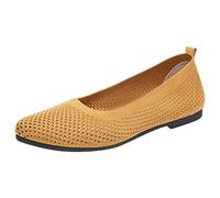 Ballerina Shoes Women's Comfortable Flat Ballet Flats Fashion Women Casual Shoes Flat Fly Woven Mesh Breathable Upper Slip On Comfortable Simple Casual Style Clasp Ballerina Women, yellow, 5 UK