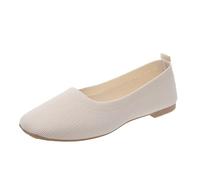 Ballerina Shoes Women's Comfortable Flat Ballet Flats Spring and Women's Casual Shoes Flat Bottom Square Toe Fly Woven Mesh Breathable Comfortable Slip Plain Ballerina with Straps, White, 8 UK