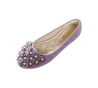 Ballerina Shoes Women's Comfortable Flat Ballet Flats Women Singles Flat Shoes Pearl Decoration Casual Shoes Slip On Work Shoes Ballerina Women, purple, 4.5 UK