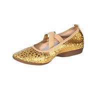 Ballerina Shoes Women's Comfortable Lightweight 2025 Non-Slip Slippers Casual Shoes Cross Strap Slip On Shoes Ballroom Latin Jazz Shoes Dance Shoes Leather Tango Training Shoes, gold, 8 UK