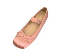 Ballerina Shoes Women's Satin Pumps Flat Shoes Vintage Mary Jane Low Shoes Elegant Evening Shoes with Bow Wide Feet Women Single Slingback Shoes Lightweight Dance Shoes Slip On Women's Shoes, pink, 7