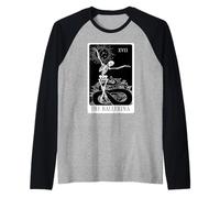 Ballerina Skeleton Tarot Card Dance Halloween Gothic Ballet Raglan Baseball Tee