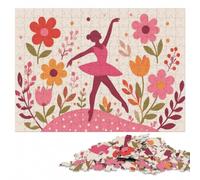 Ballerina Surrounded by Flowers Wooden Jigsaw Puzzle 300 Pieces | Puzzle for Adults: adult home pastime in spare time.