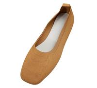 Ballerina Women's Summer Sandals, Orthorinas Comfortable Non-Slip Flat Knitted Summer Elegant Breathable Round Toe Sports Flat Sandals, Khaki B, 6 UK