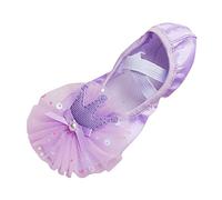 Ballerinas Girls Blue Princess Shoes Comfortable Soft Ballet Slippers Elastic Dance Shoes with Lace Band Decoration Ballet Slippers Dance Trainers Dance Performance Shoes Size 23-39, purple, 5 UK