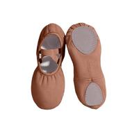 Ballerinas Girls Canvas Ballet Slippers Non-Slip Dance Trainers Soft Comfortable Ballet Slippers Stage Shoes Cross Lacing Ballet Shoes Breathable Art Trainers, coffee, 1 UK