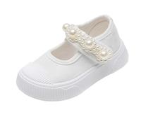 Ballerinas Girls Elegant Summer First Walking Shoes Non-Slip Children's Shoes Sandals Mary Jane Stiletto Sandals Princess Shoes Communion Shoes Evening Shoes for Children Stage Outfits, White, 6 UK