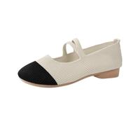 Ballerinas Shoes Women Comfort Chic Breathable Mesh Babies Woman Strap Double Asymmetrical Side Openings Round Toe Flat Sole Casual Style for City Daily Walking, 01 Black, 6 UK