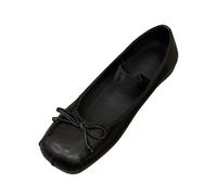 Ballerinas Women's Elegant Leather, Mary Jane Shoes, Slip-On Flat Shoes with Elastic, Comfortable, Soft Boat Shoes, Lightweight Breathable Summer Slippers with Bow, Women's Shoes for Work, Travel