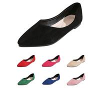 Ballerinas Women's Elegant Pointed Flat Shoes Suede Comfortable Slippers, black, 6 UK