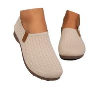 Ballerinas Women's Knitted Gymnastics Shoes with Round Cap Flat Slip On Shoes Sporty Lightweight Dance Shoes Summer Shoes Ballerina Elegant Dirndl Shoes Soft Barefoot Shoes Girls, beige, 6 UK