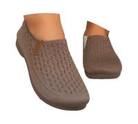 Ballerinas Women's Knitted Gymnastics Shoes with Round Cap Flat Slip On Shoes Sporty Lightweight Dance Shoes Summer Shoes Ballerina Elegant Dirndl Shoes Soft Barefoot Shoes Girls, coffee, 5.5 UK