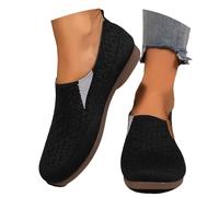 Ballerinas Women's Knitted Gymnastics Shoes with Round Cap Flat Slip On Shoes Sporty Lightweight Dance Shoes Summer Shoes Ballerina Elegant Dirndl Shoes Soft Barefoot Shoes Girls, black, 6 UK