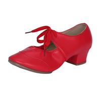 Ballerinas Women's Leather Soft - Pretty Ballet Flats Medium Heel Quilted Shoes Comfortable Low Shoes Sporty Soft Leather Balerina Shoes with Adjustable Strap Soft Soles Dance Shoes, red, 9 UK
