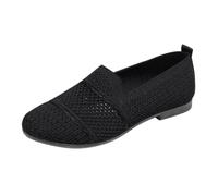 Ballerinas Women's Loafer Flat Shoes Round Toe Knitted Dress Shoes Comfortable Soft Balerina Shoes Ballerina Slip On Trainers Summer Shoes Walking Shoes Women's Shoes Low Shoes Knitted Shoes, black