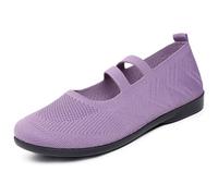 Ballerinas Women's Slip On Summer Shoes Elegant Knitted Barefoot Shoes with Zero-Drop Solhe Flat Women's Shoes Comfortable Sporty Breathable Ballet Shoes Lightweight Everyday Shoes with Elastic Band
