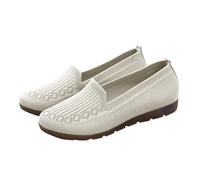 Ballerinas Women's Sporty Knitted Fabric Flat Shoes Comfortable Breathable Low Shoes Stylish and Elegant Balerina Shoes Dance Shoes Slip On Women's Shoes Round Toe Non-Slip Loafers, beige, 4 UK