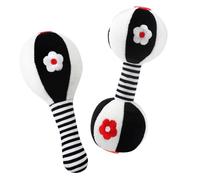 Ballery Baby Sensory Soft Rattle Toy, 2 Pack Plush Baby Soft Rattle Toys, Newborn Toys, Black and White Sensory Toys First Montessori Educational Play Toys for Infant Toddler 0-12 Months