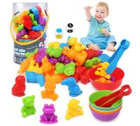 Ballery Colour Sorting Toys, Montessori Counting Toys, 46pcs Rainbow Counting Game with Matching Bowl Dices and Tweezers, Counting Toys Matching Games for 3 4 5 Years Old Boys Girls Kid
