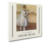 Ballet Ballerina Dancer At The Bar By Edgar Degas Canvas Print | Gallery Wrapped 30mm Frame Wall Art | 14x14 inches | Ready to Hang | Impressionist People Picture | Living Room Bedroom Lounge Office