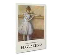 Ballet Ballerina Dancer At The Bar By Edgar Degas Canvas Print | Gallery Wrapped 30mm Frame Wall Art | 24x16 inches | Ready to Hang | Impressionist People Picture | Living Room Bedroom Lounge Office