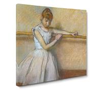 Ballet Ballerina Dancer at the Bar by Edgar Degas Canvas Print | Gallery Wrapped 30mm Frame Wall Art | 20x20 inches | Ready to Hang | Impressionist People Picture | Living Room Bedroom Lounge Office