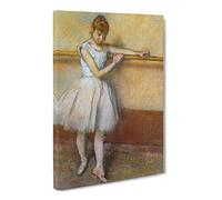 Ballet Ballerina Dancer At The Bar By Edgar Degas Canvas Print | Gallery Wrapped 30mm Frame Wall Art | 24x16 inches | Ready to Hang | Impressionist People Picture | Living Room Bedroom Lounge Office