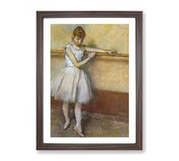 Ballet Ballerina Dancer At The Bar By Edgar Degas Classic Painting Framed Print | A4 Walnut Framed Wall Art | Ready to Hang | Classic Historical Picture | Living Room Bedroom Lounge Office