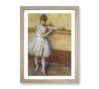 Ballet Ballerina Dancer At The Bar By Edgar Degas Classic Painting Framed Wall Art Print, Ready to Hang Picture for Living Room Bedroom Home Office Décor, Oak A2 (64 x 46 cm)