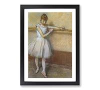 Ballet Ballerina Dancer at The Bar by Edgar Degas Framed Print | A2 Black Framed Wall Art | Ready to Hang | Modern Nature Picture | Living Room Bedroom Lounge Office