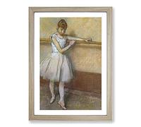 Ballet Ballerina Dancer at The Bar by Edgar Degas Framed Print | A2 Oak Framed Wall Art | Ready to Hang | Modern Nature Picture | Living Room Bedroom Lounge Office