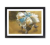 Ballet Ballerina Dancer Tying Her Slipper Vol.2 By Edgar Degas Classic Painting Canvas Wall Art Print Ready to Hang, Framed Picture for Living Room Bedroom Home Décor, Black A2 (64 x 46 cm)