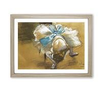 Ballet Ballerina Dancer Tying Her Slipper Vol.2 By Edgar Degas Classic Painting Canvas Wall Art Print Ready to Hang, Framed Picture for Living Room Bedroom Home Décor, Oak A3 (46 x 34 cm)