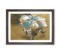Ballet Ballerina Dancer Tying Her Slipper Vol.2 by Edgar Degas Framed Print | A2 Walnut Framed Wall Art | Ready to Hang | Modern Nature Picture | Living Room Bedroom Lounge Office