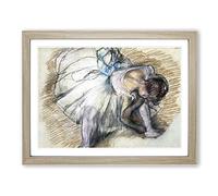 Ballet Ballerina Dancer Tying Her Slipper Vol.3 By Edgar Degas Classic Painting Canvas Wall Art Print Ready to Hang Framed Print | A2 Oak Framed Wall Art | Ready to Hang | Classic Historical Picture