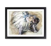 Ballet Ballerina Dancer Tying Her Slipper Vol.3 By Edgar Degas Classic Painting Canvas Wall Art Print Ready to Hang, Framed Picture for Living Room Bedroom Home Décor, Black A2 (64 x 46 cm)