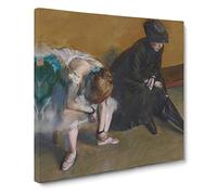 Ballet Ballerina Dancer Waiting by Edgar Degas Canvas Print | Gallery Wrapped 30mm Frame Wall Art | 20x20 inches | Ready to Hang | Modern People Picture | Living Room Bedroom Lounge Office