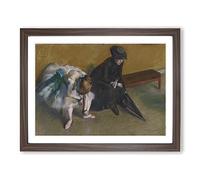 Ballet Ballerina Dancer Waiting By Edgar Degas Classic Painting Framed Print | A4 Walnut Framed Wall Art | Ready to Hang | Classic Historical Picture | Living Room Bedroom Lounge Office