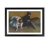 Ballet Ballerina Dancer Waiting by Edgar Degas Framed Print | A2 Black Framed Wall Art | Ready to Hang | Modern Nature Picture | Living Room Bedroom Lounge Office