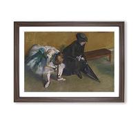 Ballet Ballerina Dancer Waiting by Edgar Degas Framed Print | A2 Walnut Framed Wall Art | Ready to Hang | Modern Nature Picture | Living Room Bedroom Lounge Office
