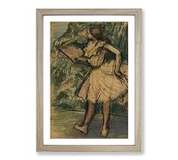 Ballet Ballerina Dancer with A Fan by Edgar Degas Framed Print | A2 Oak Framed Wall Art | Ready to Hang | Modern Nature Picture | Living Room Bedroom Lounge Office