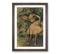 Ballet Ballerina Dancer with A Fan by Edgar Degas Framed Print | A2 Walnut Framed Wall Art | Ready to Hang | Modern Nature Picture | Living Room Bedroom Lounge Office