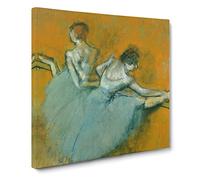 Ballet Ballerina Dancers at the Bar by Edgar Degas Canvas Print | Gallery Wrapped 30mm Frame Wall Art | 14x14 inches | Ready to Hang | Impressionist Picture | Living Room Bedroom Lounge Office