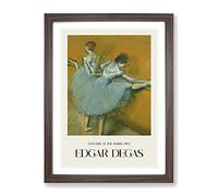 Ballet Ballerina Dancers At The Bar By Edgar Degas Exhibition Museum Painting Framed Wall Art Print, Ready to Hang Picture for Living Room Bedroom Home Office Décor, Walnut A4 (34 x 25 cm)