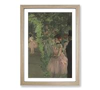 Ballet Ballerina Dancers Backstage by Edgar Degas Framed Print | A2 Oak Framed Wall Art | Ready to Hang | Modern Nature Picture | Living Room Bedroom Lounge Office