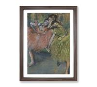 Ballet Ballerina Dancers In Pink And Green By Edgar Degas Classic Painting Framed Print | A2 Walnut Framed Wall Art | Ready to Hang | Classic Historical Picture | Living Room Bedroom Lounge Office