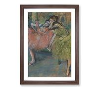 Ballet Ballerina Dancers in Pink and Green by Edgar Degas Framed Print | A2 Walnut Framed Wall Art | Ready to Hang | Modern Nature Picture | Living Room Bedroom Lounge Office