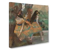 Ballet Ballerina Dancers on Stage by Edgar Degas Canvas Print | Gallery Wrapped 30mm Frame Wall Art | 14x14 inches | Ready to Hang | Impressionist Picture | Living Room Bedroom Lounge Office