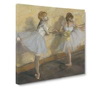 Ballet Ballerina Dancers Practicing at the Bar by Edgar Degas Canvas Print | Gallery Wrapped 30mm Frame Wall Art | 20x20 inches | Ready to Hang | Impressionist Picture | Living Room Lounge Office