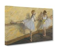 Ballet Ballerina Dancers Practicing At The Bar By Edgar Degas Canvas Print | Gallery Wrapped 30mm Frame Wall Art | 24x16 inches | Ready to Hang | Impressionist Picture | Living Room Lounge Office